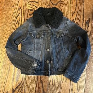 Black Denim Sherpa Lined Jean Jacket